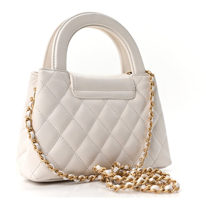 Chanel Shiny Aged Calfskin Quilted Nano Kelly Shopper White 3 of 11