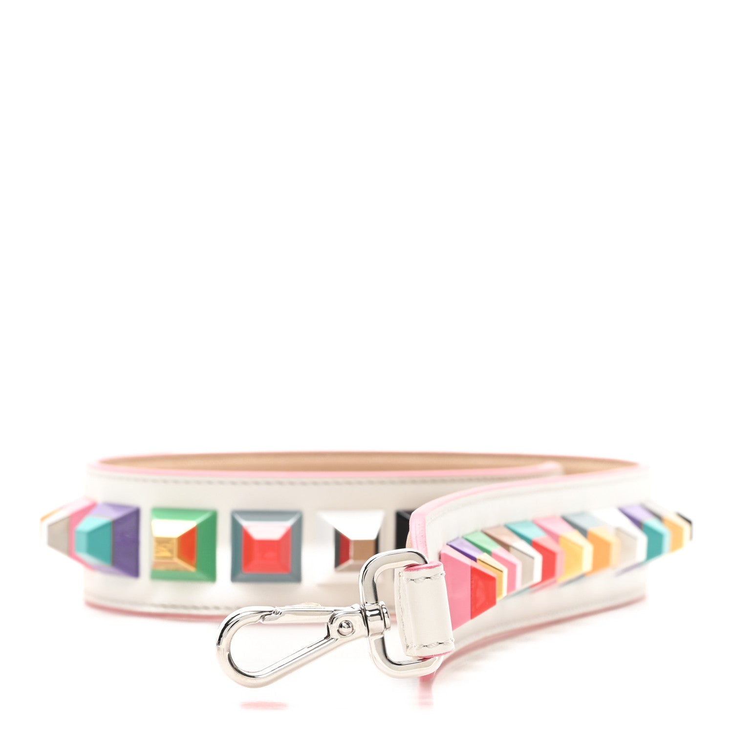 Fendi Vitello Dolce Plexiglass Bi-Color Studded Strap You White Ice Cuoio Multicolor 1 of 3