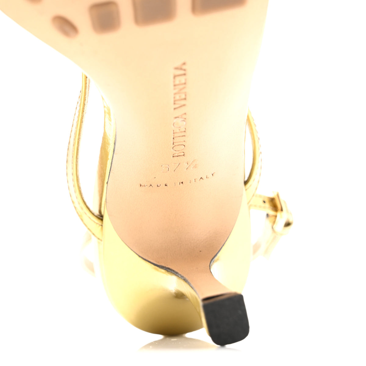 Bottega Veneta Lambskin Stretch Multi Strap 90mm Sandals 37.5 Gold 7 of 9