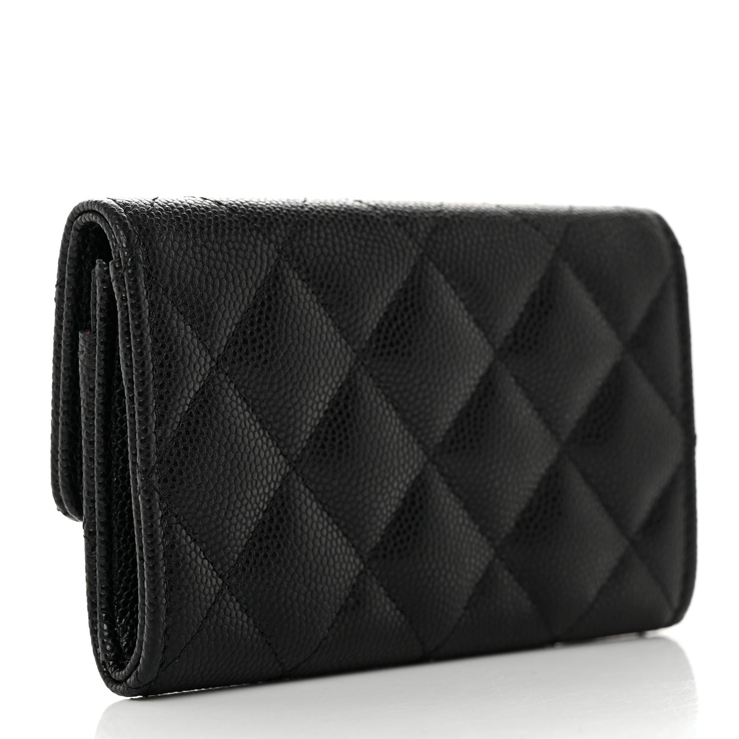 Caviar Quilted Textured CC Flap Card Holder Black