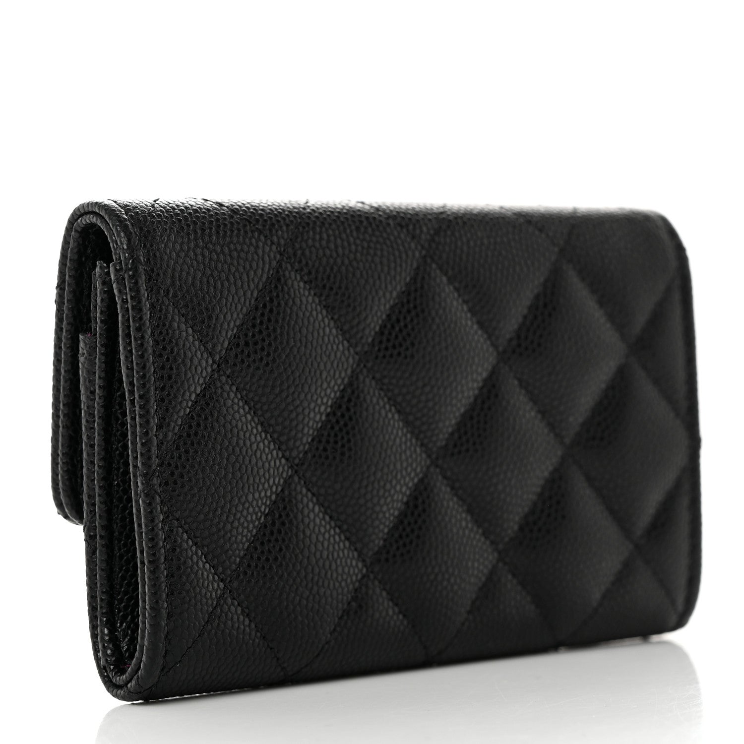 Chanel Caviar Quilted Textured CC Flap Card Holder Black 3 of 9