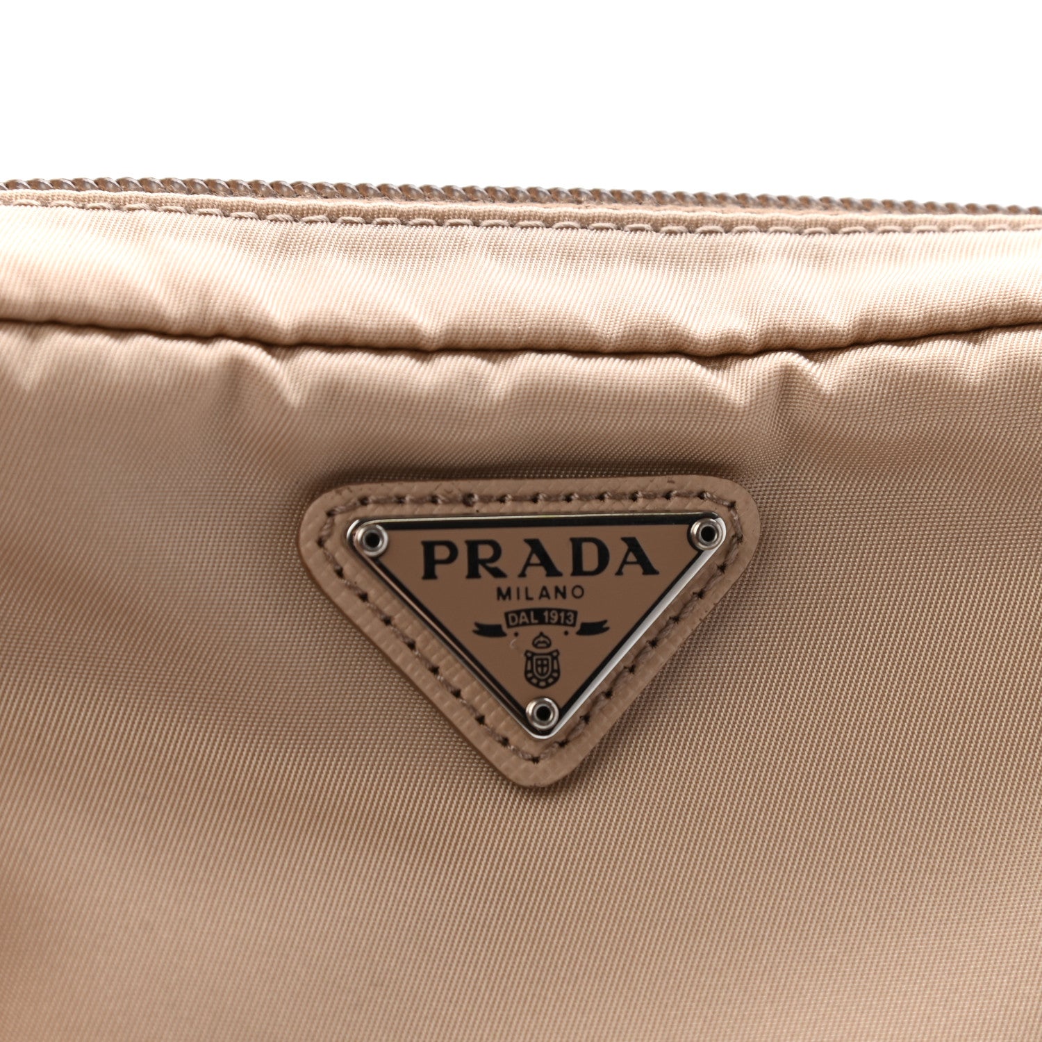 Prada Tessuto Nylon Vela Saffiano Necessaire Wristlet Pouch Cammeo 6 of 10