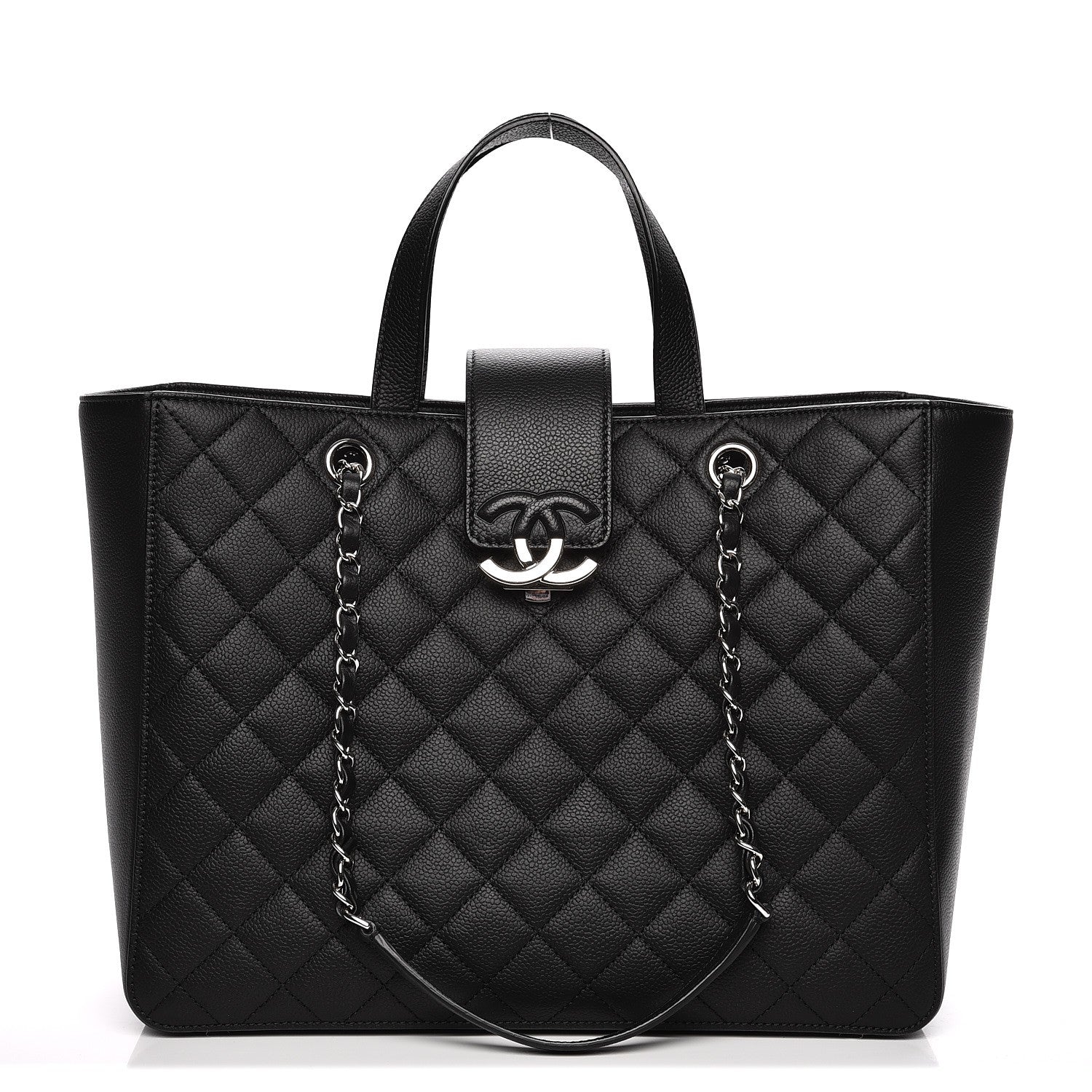 Chanel Caviar Quilted Large CC Shopping Tote Black 1 of 8