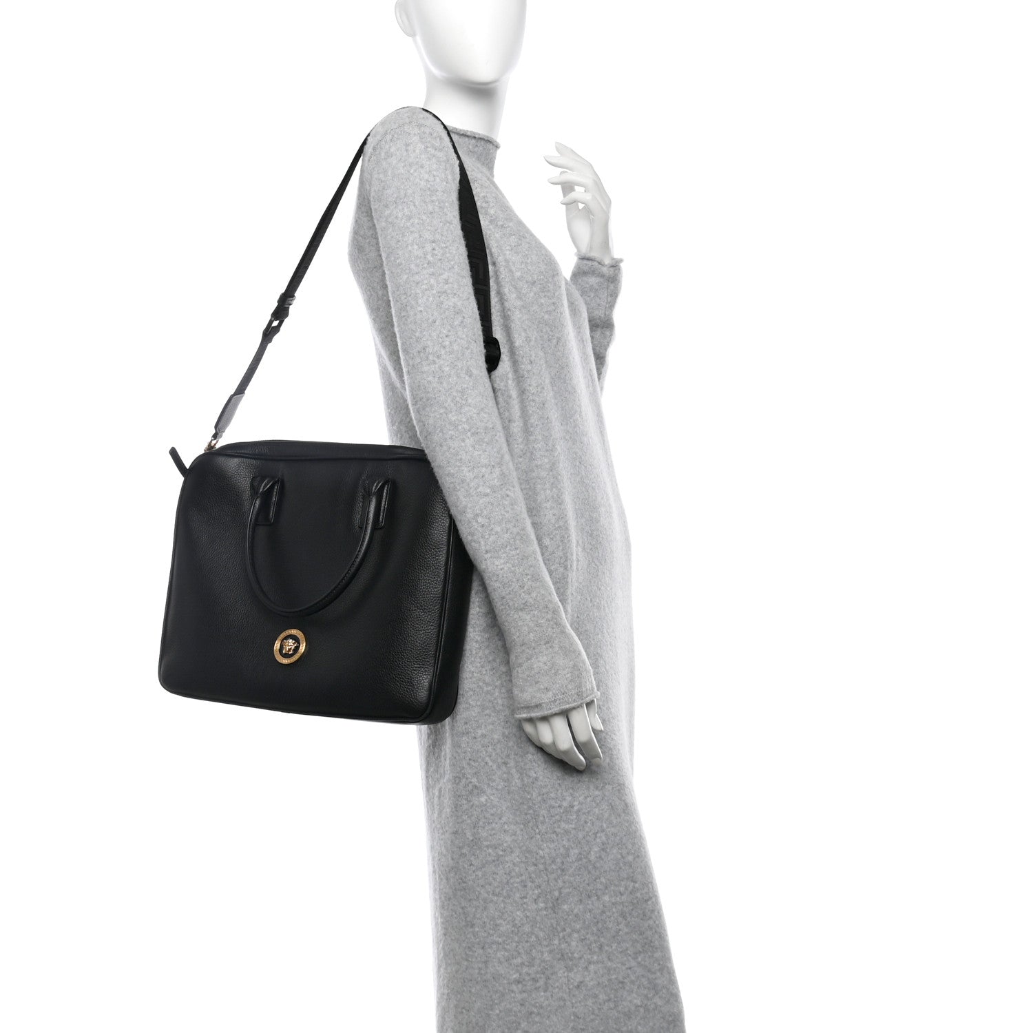 Versace Calfskin Medusa Briefcase Messenger Bag Black 2 of 14