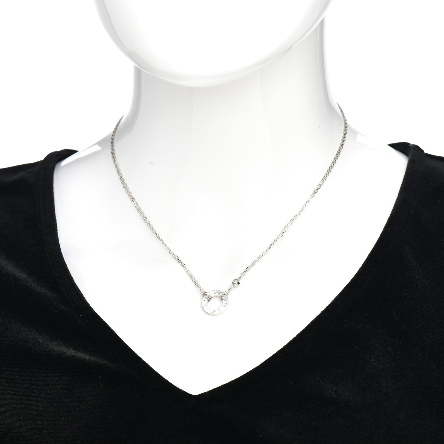 18K White Gold 2 Diamond LOVE Necklace