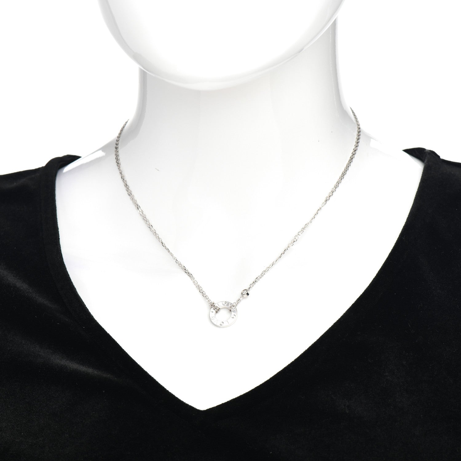 Cartier 18K White Gold 2 Diamond LOVE Necklace 2 of 5