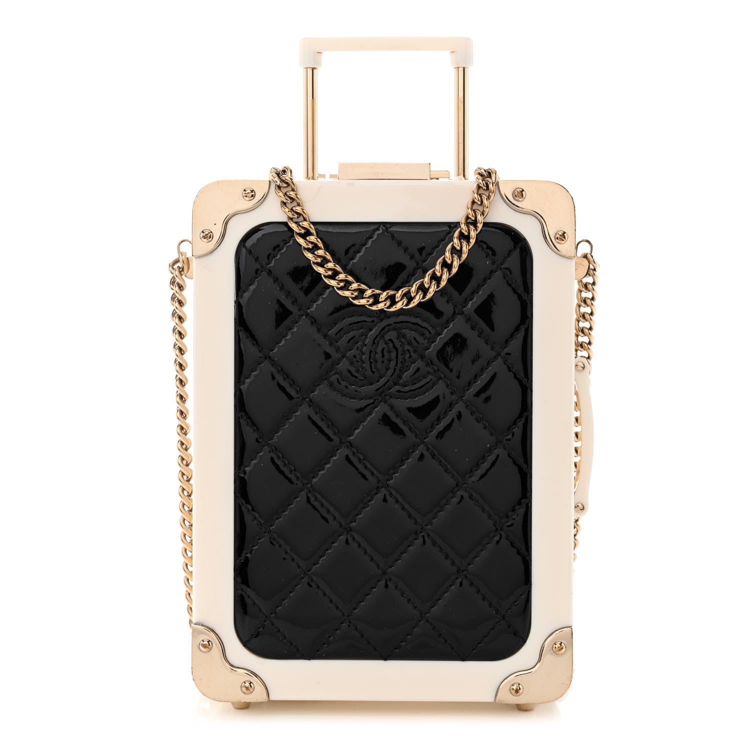 Chanel Plexiglass Patent Evening In The Air Mini Trolley Minaudiere Clutch Black White 1 of 14