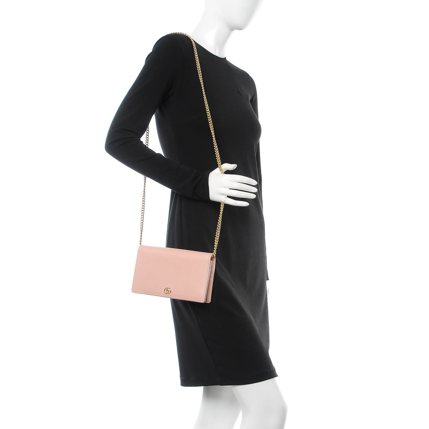 Dollar Calfskin Mini GG Marmont Chain Wallet Perfect Pink