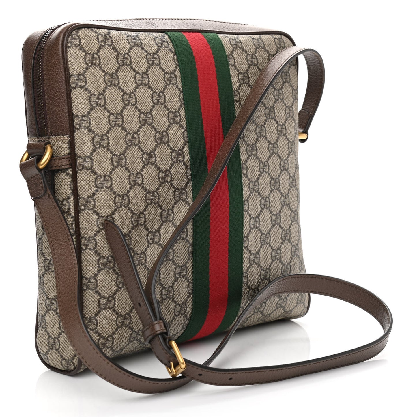 GG Supreme Monogram Web Medium Ophidia Messenger Bag Brown
