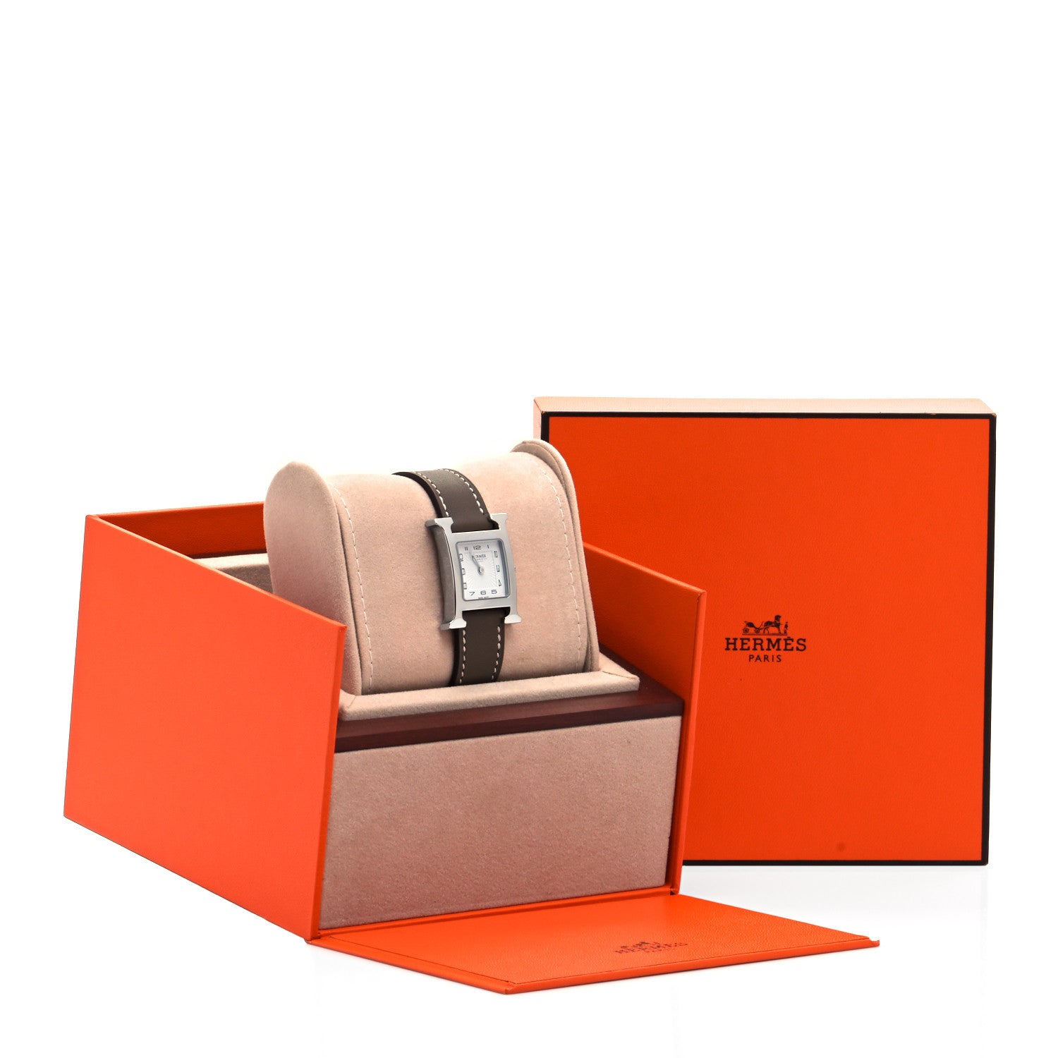 Hermes Stainless Steel Swift 21mm Heure H Hour Quartz Watch Etoupe 5 of 5