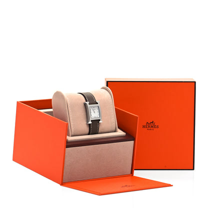 Hermes Stainless Steel Swift 21mm Heure H Hour Quartz Watch Etoupe 5 of 5