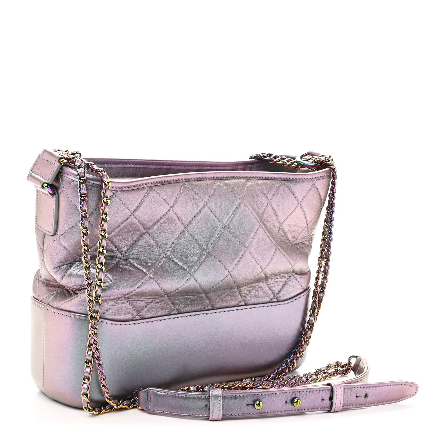 Iridescent Lambskin Calfskin Quilted Medium Gabrielle Hobo Light Purple