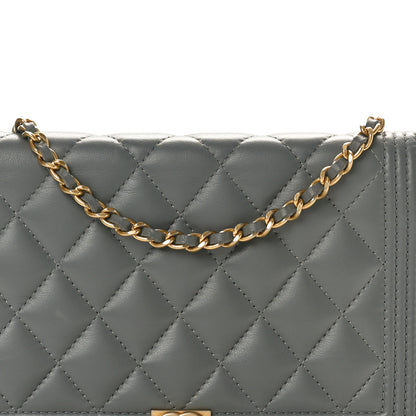 Chanel Lambskin Quilted Boy Wallet On Chain WOC Grey 8 of 10