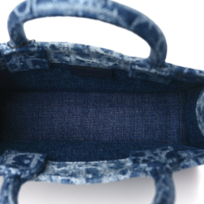 Christian Dior Denim Oblique Mini Book Tote With Strap Blue 5 of 11