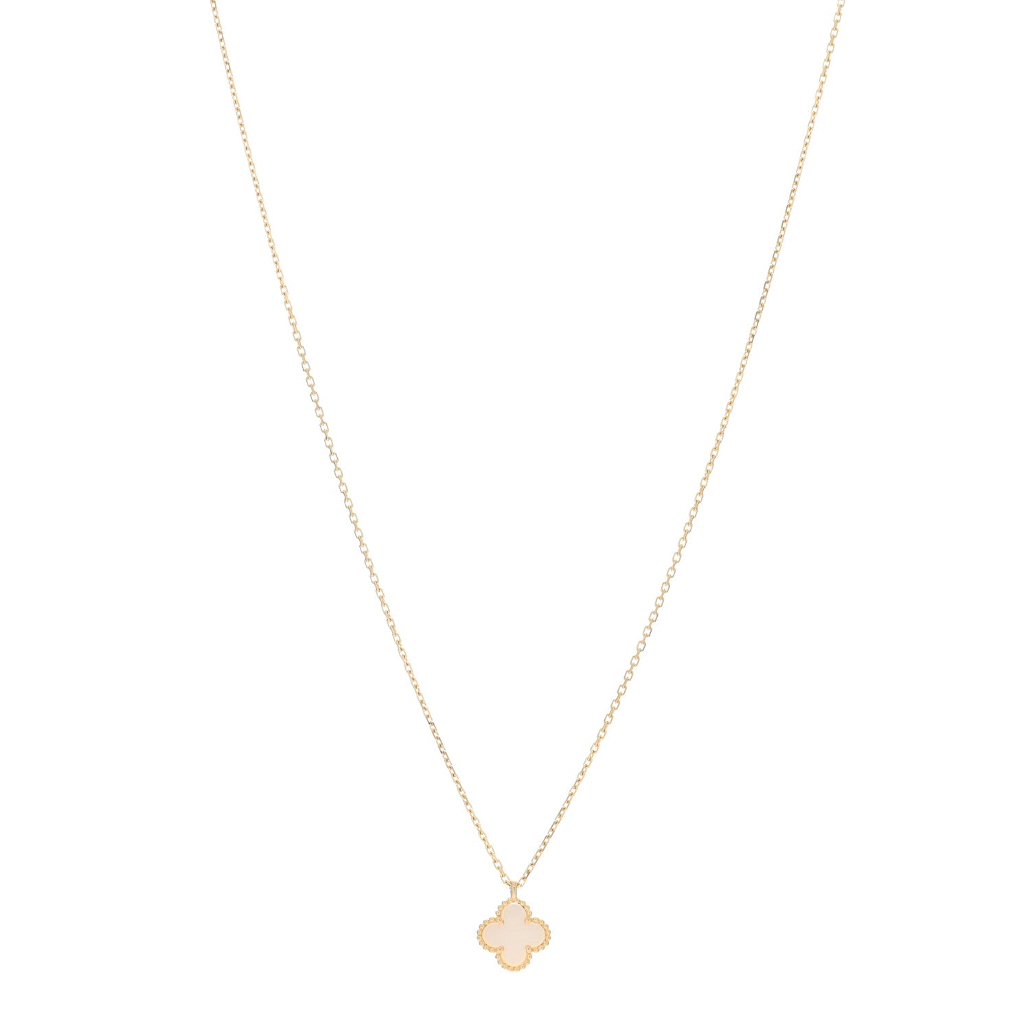 Van Cleef & Arpels 18K Yellow Gold Mother of Pearl Sweet Alhambra Pendant Necklace 1 of 5