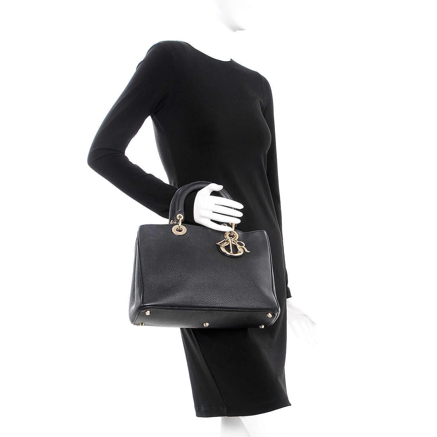 Christian Dior Bullcalf Medium Diorissimo Tote Black Rose Indien 3 of 10