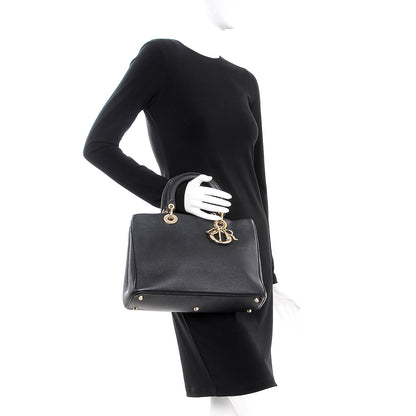 Christian Dior Bullcalf Medium Diorissimo Tote Black Rose Indien 3 of 10
