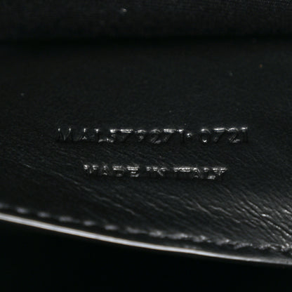 Saint Laurent Shiny Calfskin Crocodile Embossed Manhattan Baguette Black 7 of 10