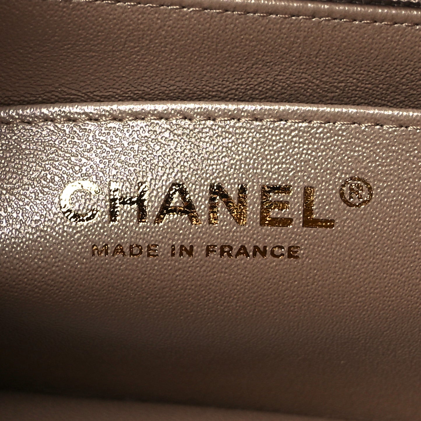 Metallic Goatskin Quilted Mini Rectangular Flap Gold