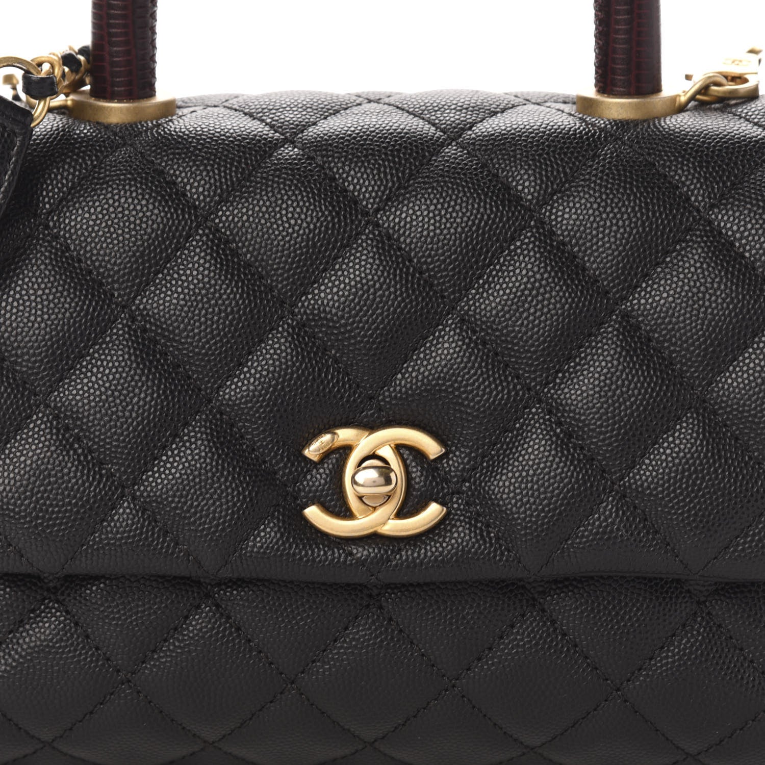Chanel Caviar Lizard Embossed Quilted Mini Coco Handle Flap Black 10 of 10