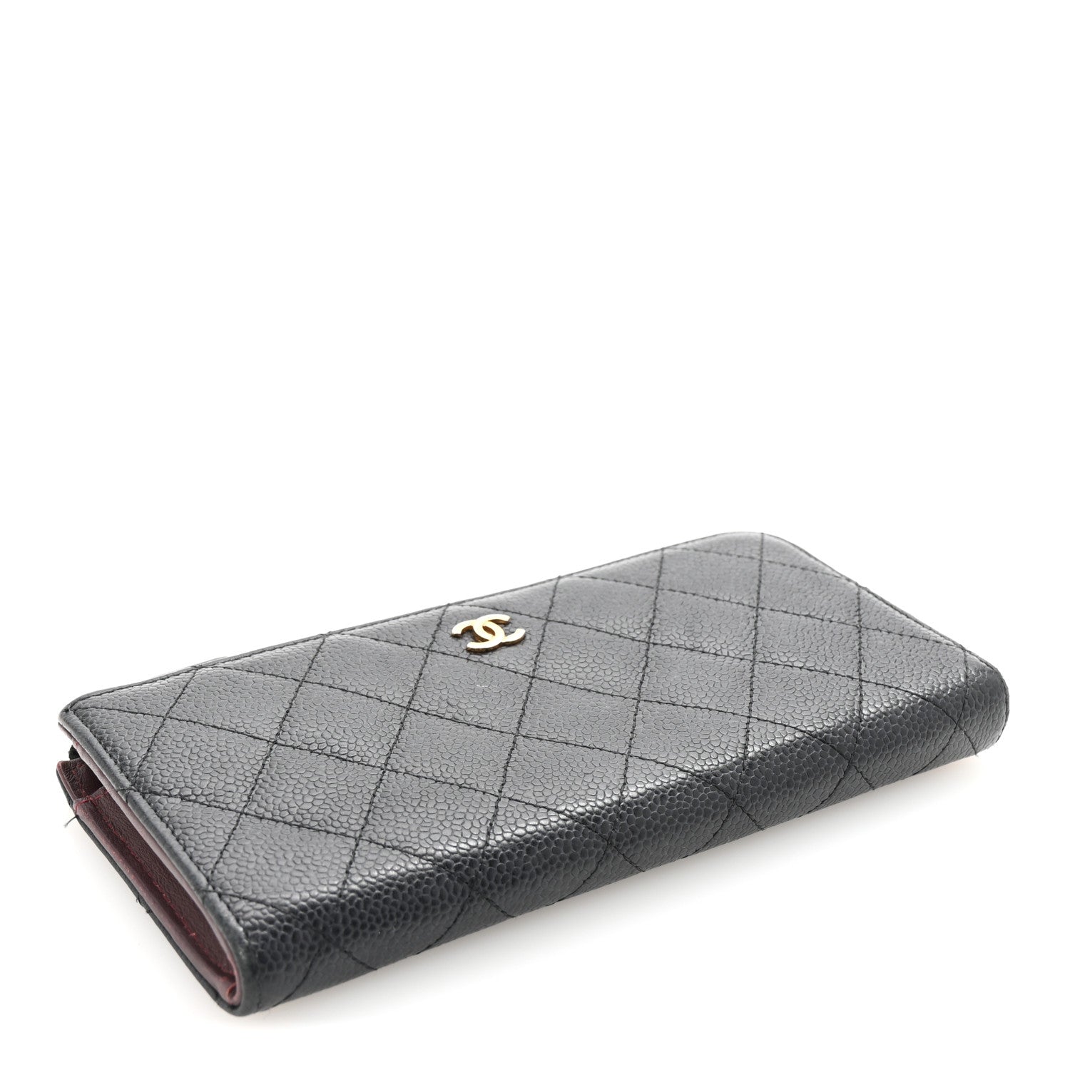 Chanel Caviar Quilted Zip Around Clutch Wallet Black 4 of 9