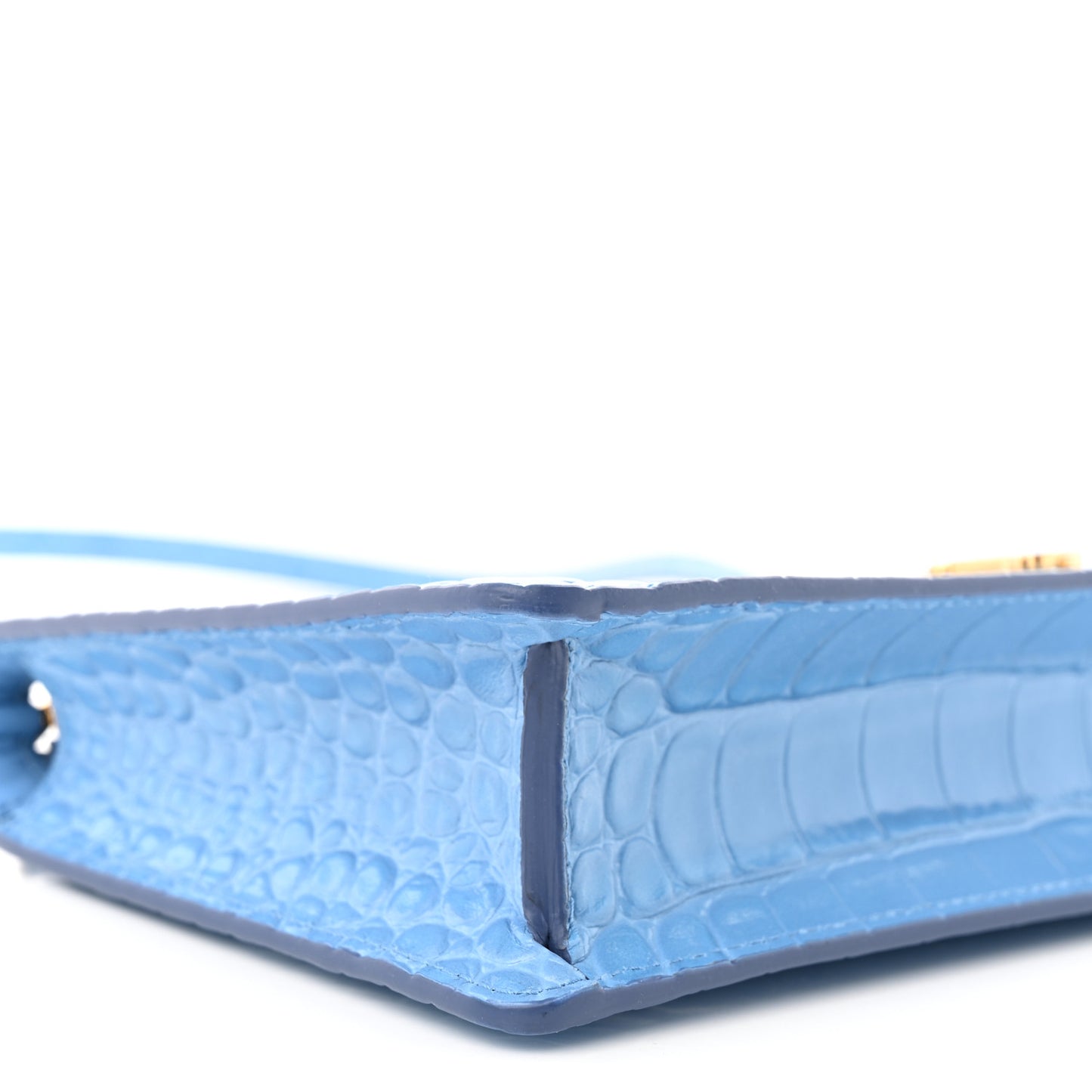 Crocodile Embossed Mini TB Shoulder Bag Blue