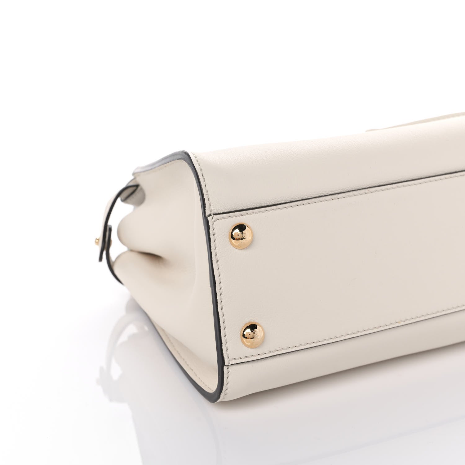 Fendi Vitello Seta Suede FF Mini Peekaboo Iconic Satchel Uovo Sigaro Marrone 10 of 12