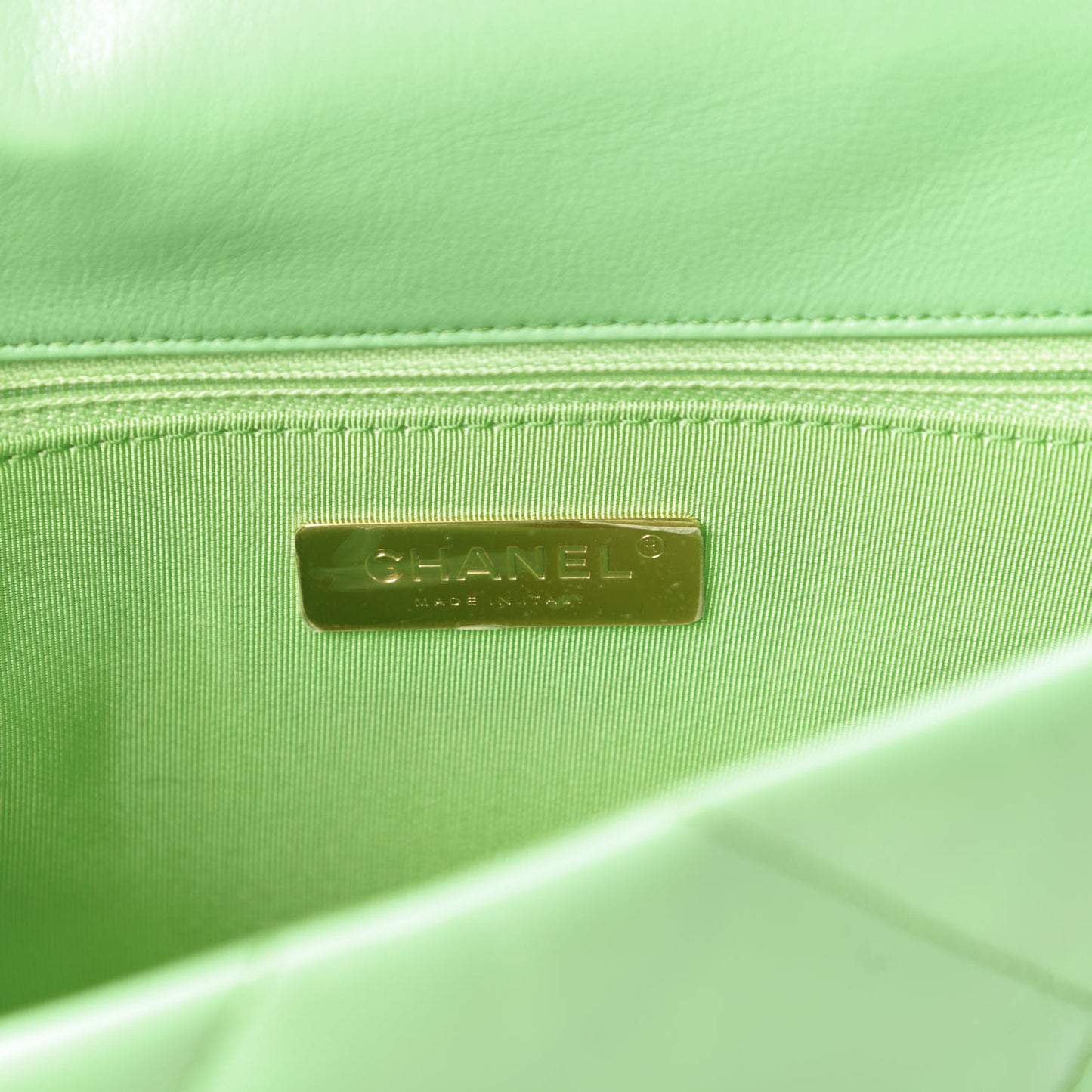Goatskin Quilted Medium Chanel 19 Flap Light Green
