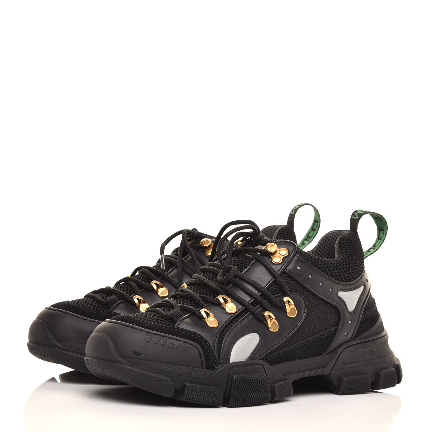 Gucci X SEGA Mesh Suede Calfskin Mens Flashtrek Sneakers 5.5 Black Silver 2 of 8