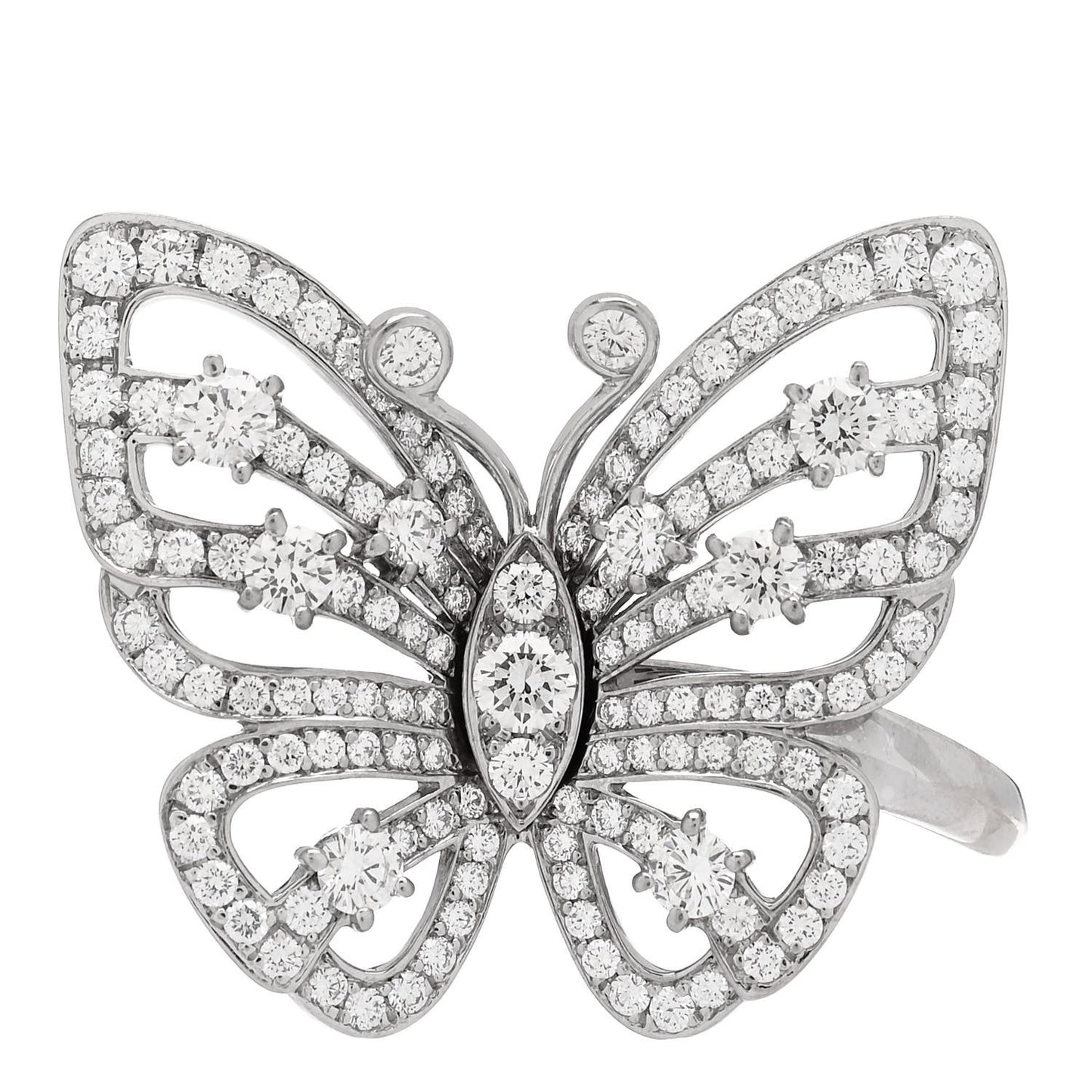 18K White Gold Diamond Flying Butterfly Ring 52 6