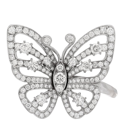 Van Cleef & Arpels 18K White Gold Diamond Flying Butterfly Ring 52 6 1 of 6