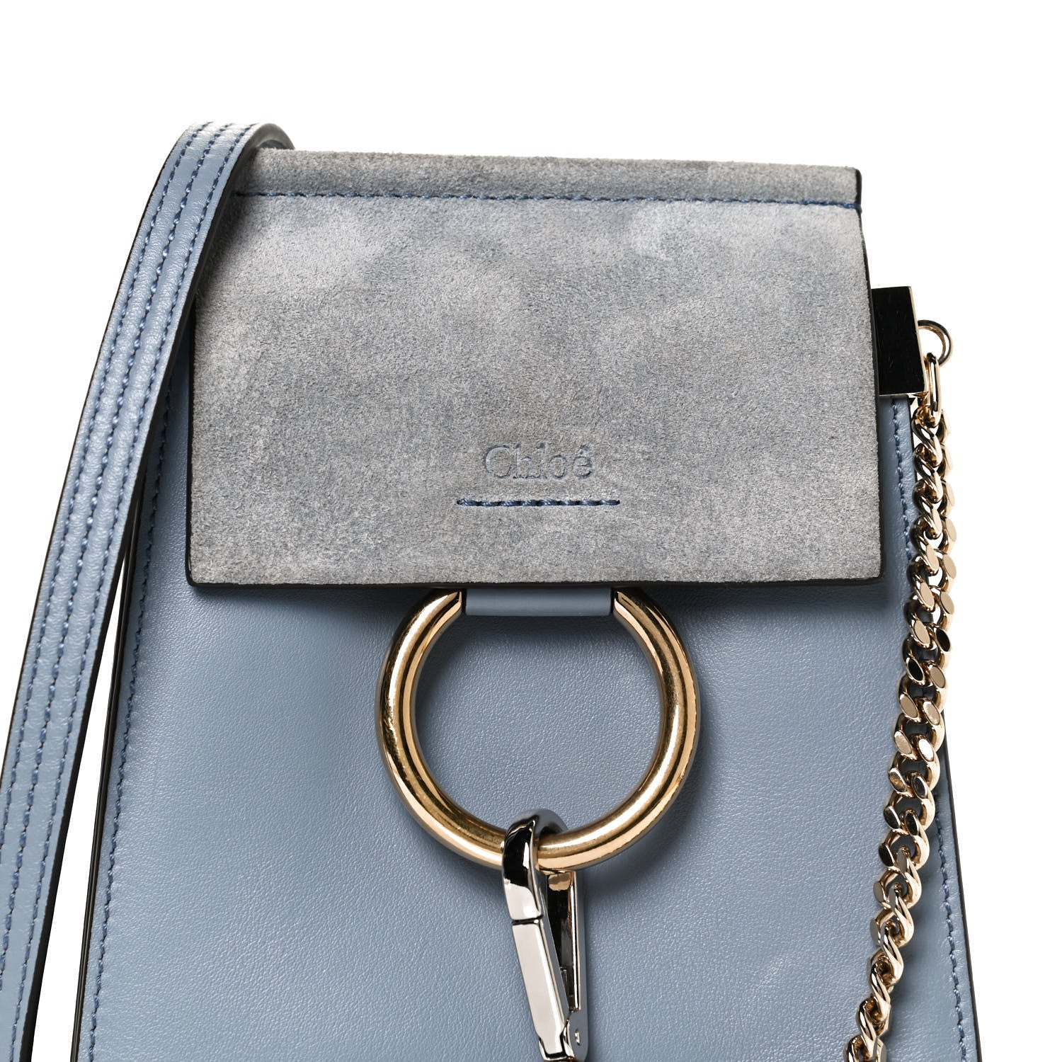 Chloe Suede Calfskin Mini Faye Bracelet Bag Washed Blue 7 of 11