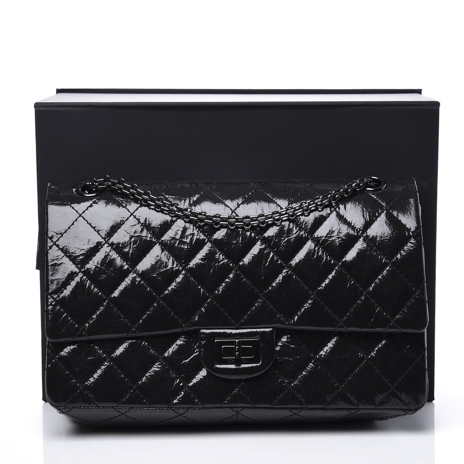 Chanel Distressed Patent Quilted 2.55 Reissue 226 Flap So Black 13 of 13