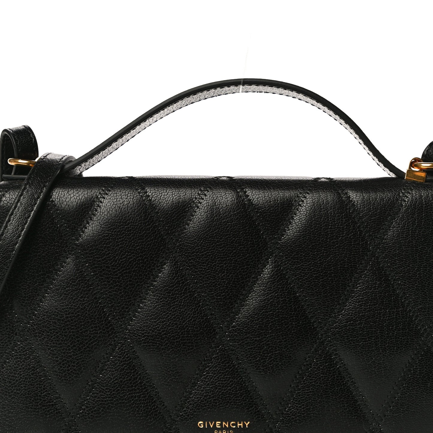 Goatskin Quilted GV3 Strap Wallet Black