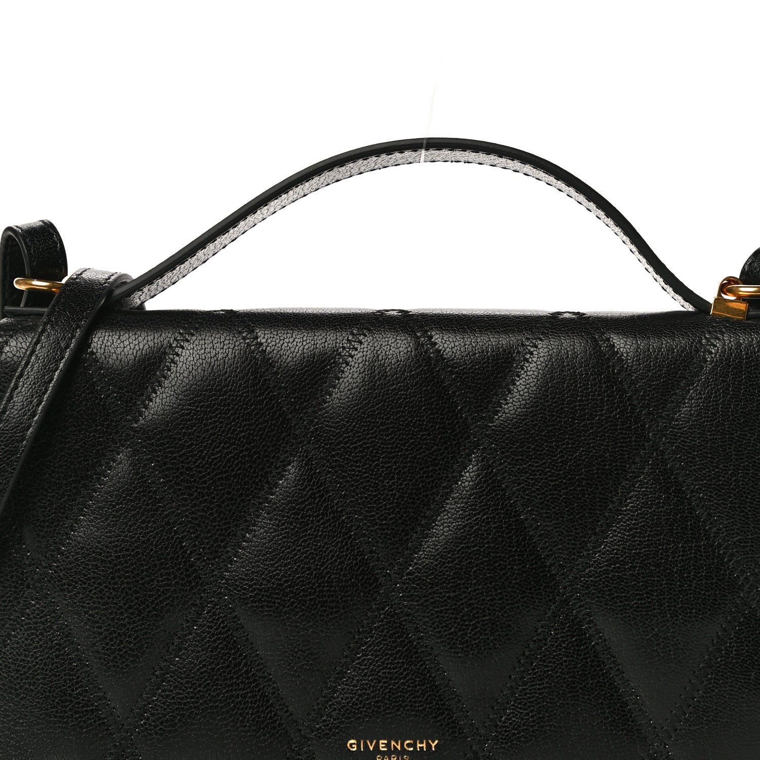 Givenchy Goatskin Quilted GV3 Strap Wallet Black 6 of 10
