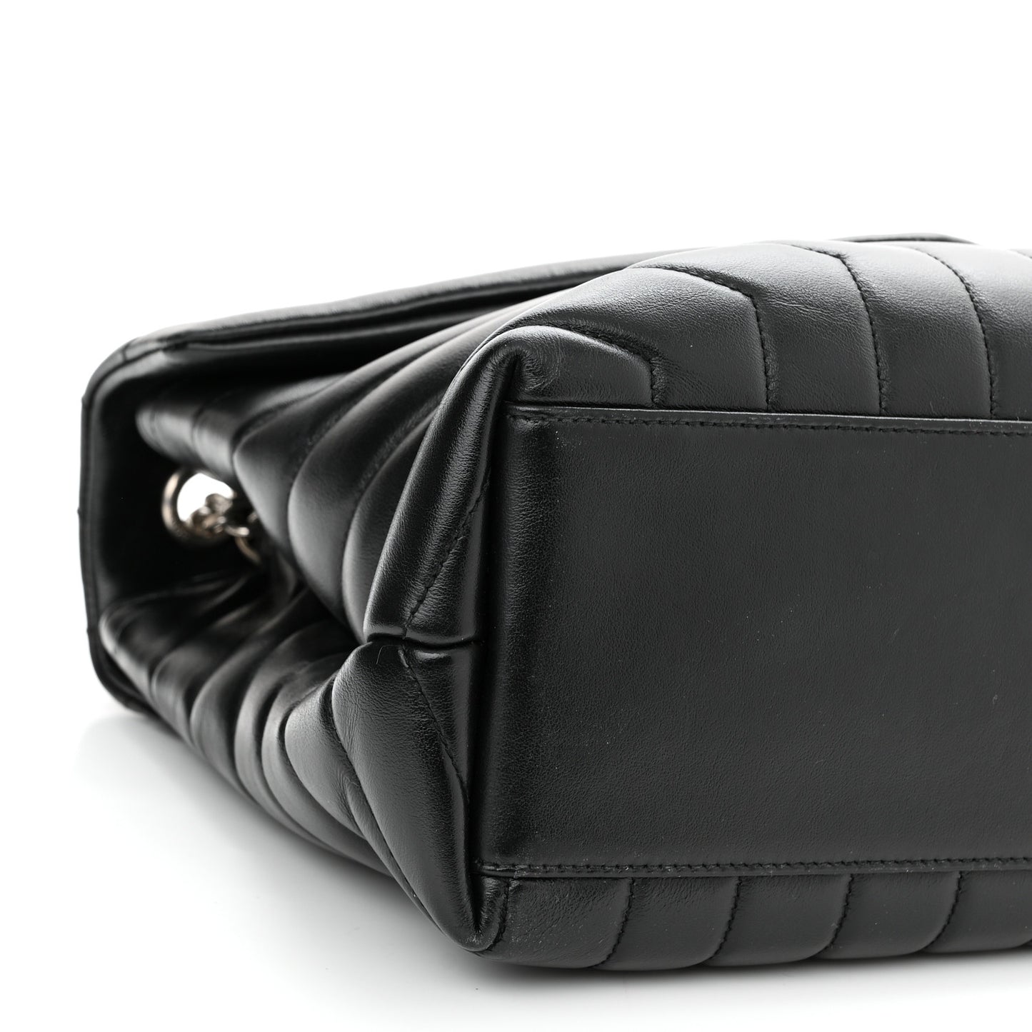 Calfskin Y Quilted Monogram Medium Loulou Chain Satchel Black