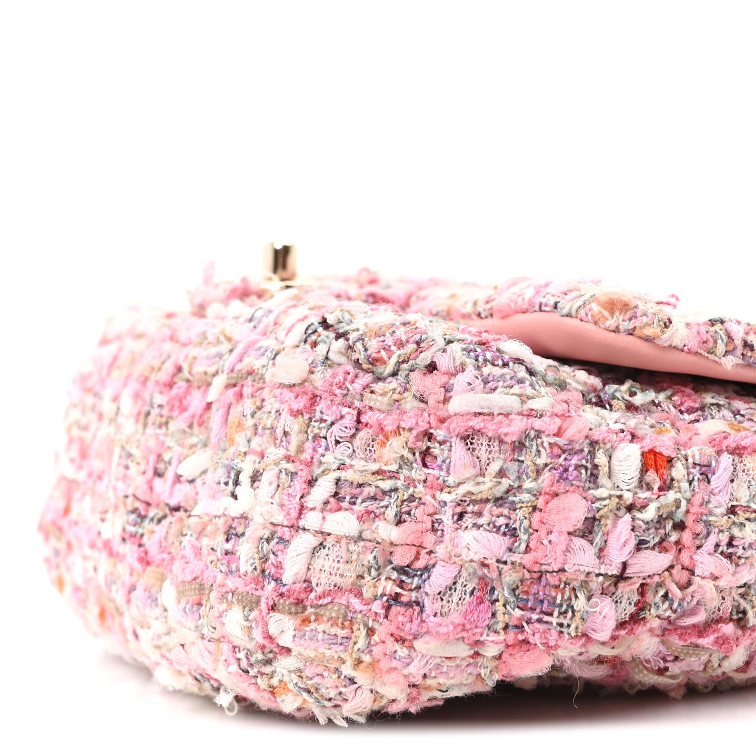 Chanel Tweed Mini Pearl Handle Flap Pink Beige Orange Ecru 10 of 10
