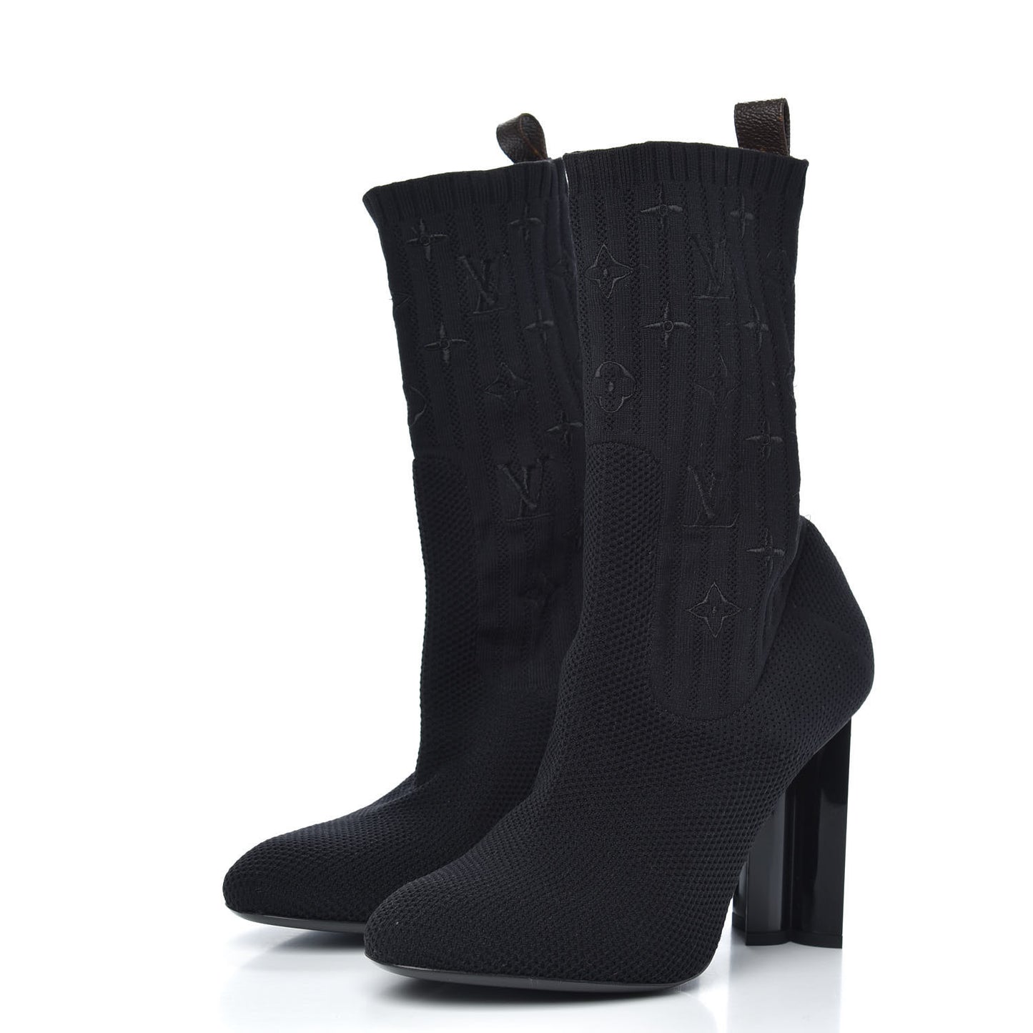 Monogram Stretch Fabric Silhouette Ankle Boots 41 Black