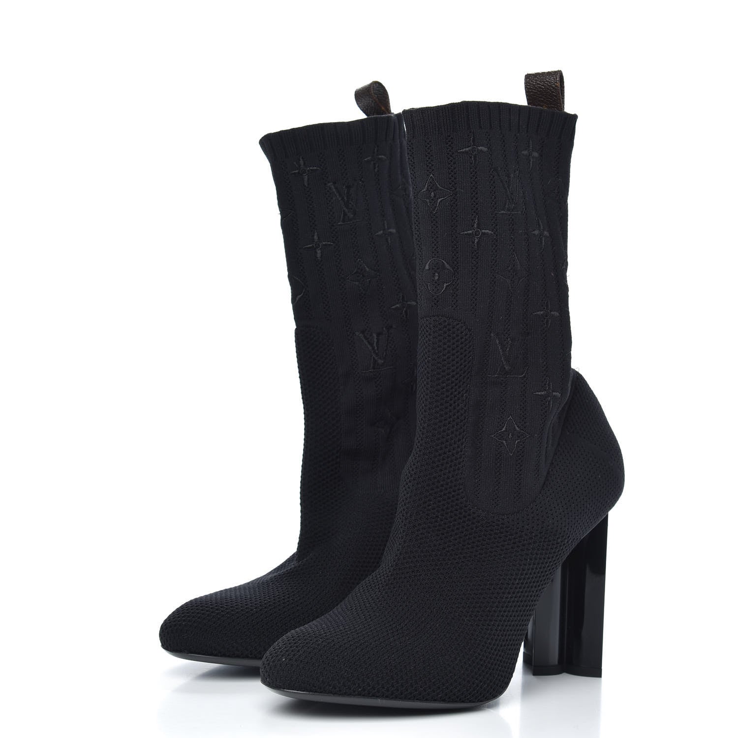Louis Vuitton Monogram Stretch Fabric Silhouette Ankle Boots 41 Black 3 of 8