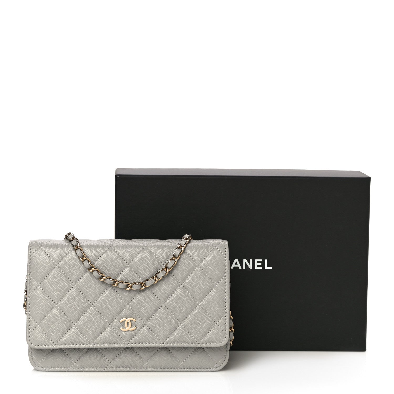 Chanel Caviar Quilted Wallet On Chain WOC Grey 12 of 12
