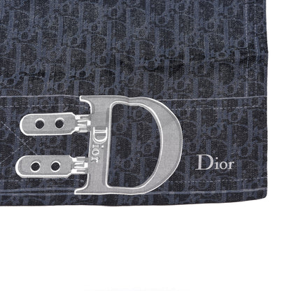Christian Dior Silk Cotton Denim Monogram Flight Scarf Blue 2 of 3