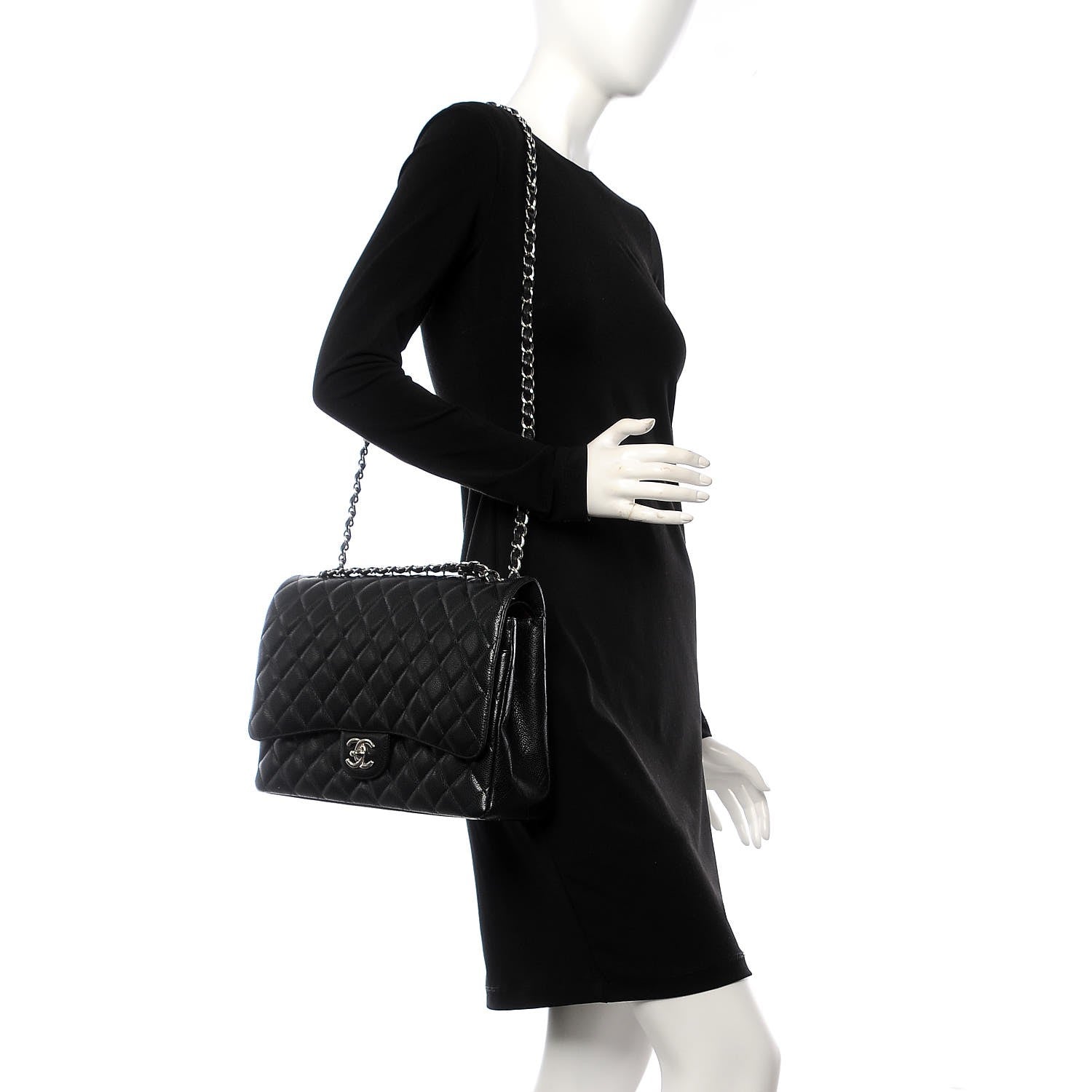 Chanel Caviar Quilted Maxi Double Flap Black 3 of 12