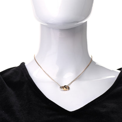 Cartier 18K White Pink Gold Diamond Three Ring LOVE Pendant Necklace 5 of 5