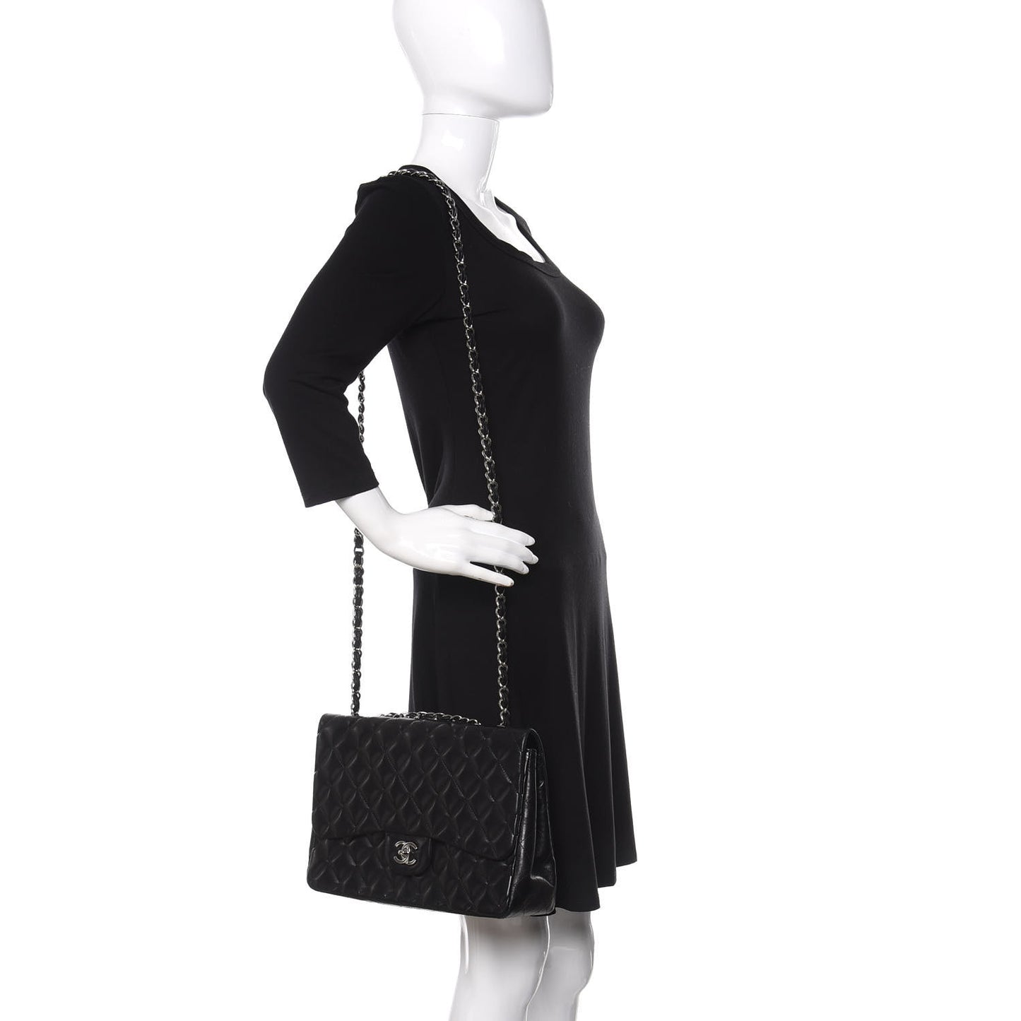 Lambskin Quilted Jumbo Single Flap Black