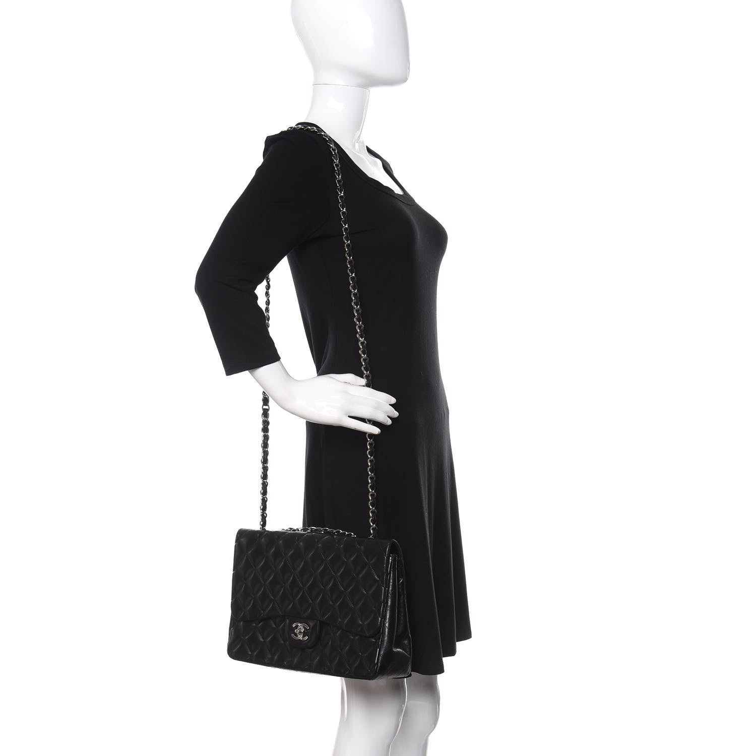 Chanel Lambskin Quilted Jumbo Single Flap Black 3 of 12