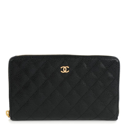 Chanel Caviar Quilted Large Zip Around Organizer Wallet Black 1 of 8