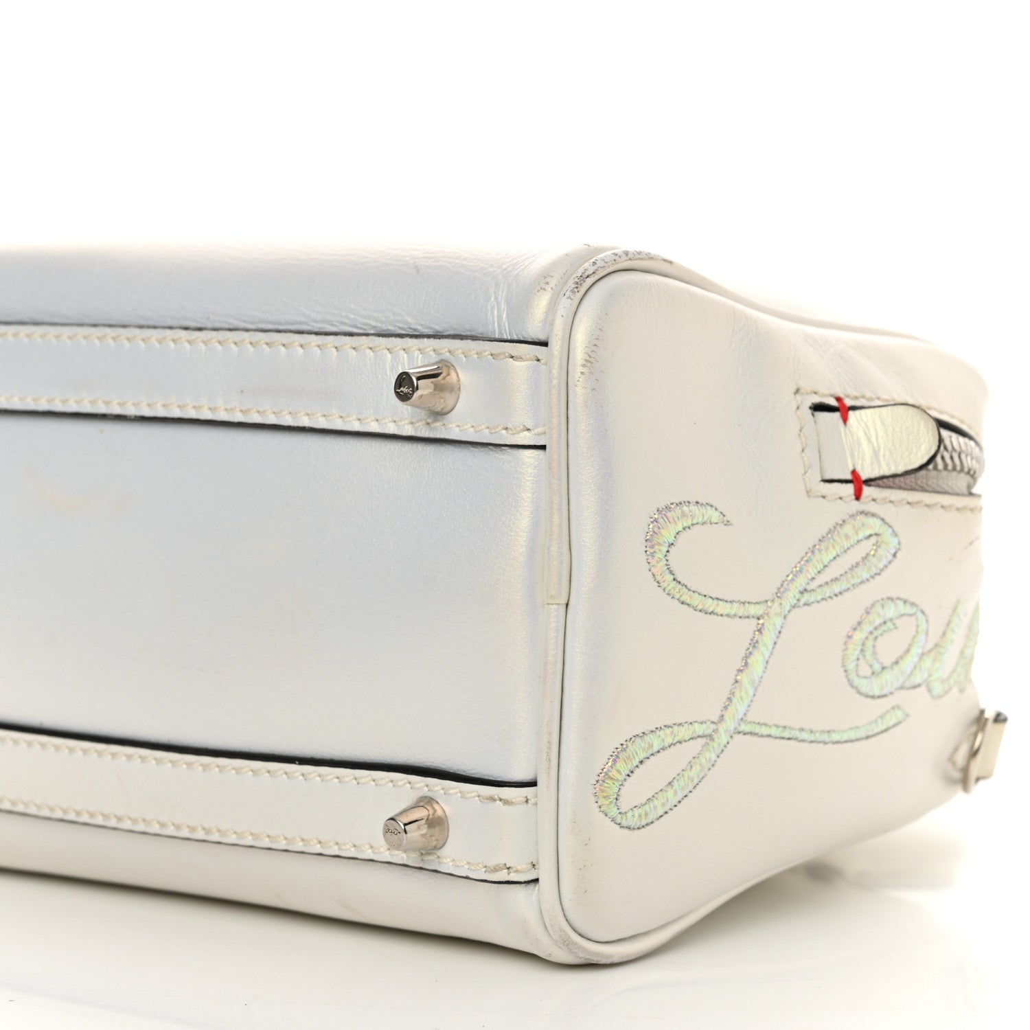 Christian Louboutin Iridescent Calfskin Paris Nano Collage Marie Jane Tote White 10 of 19