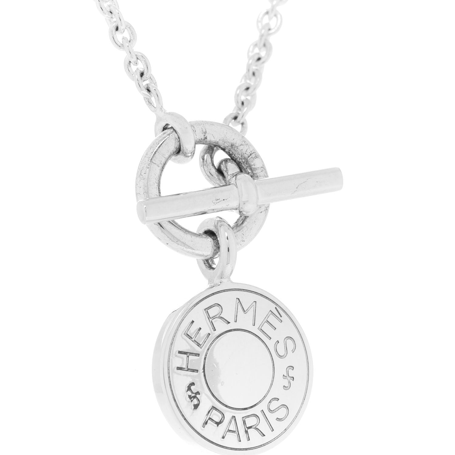 Hermes Sterling Silver Amulettes H Confettis Pendant Necklace 5 of 6