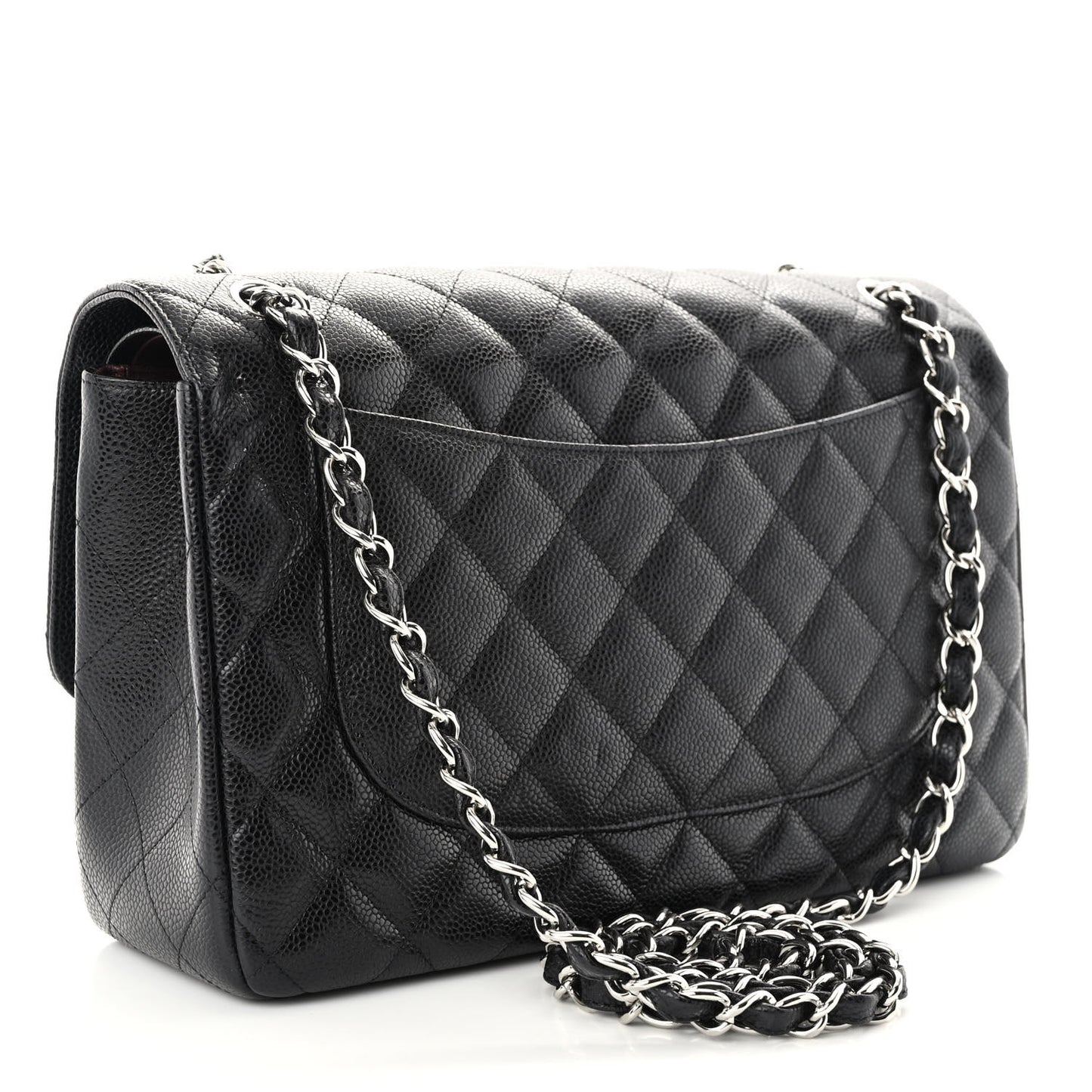 Caviar Quilted Jumbo Double Flap Black