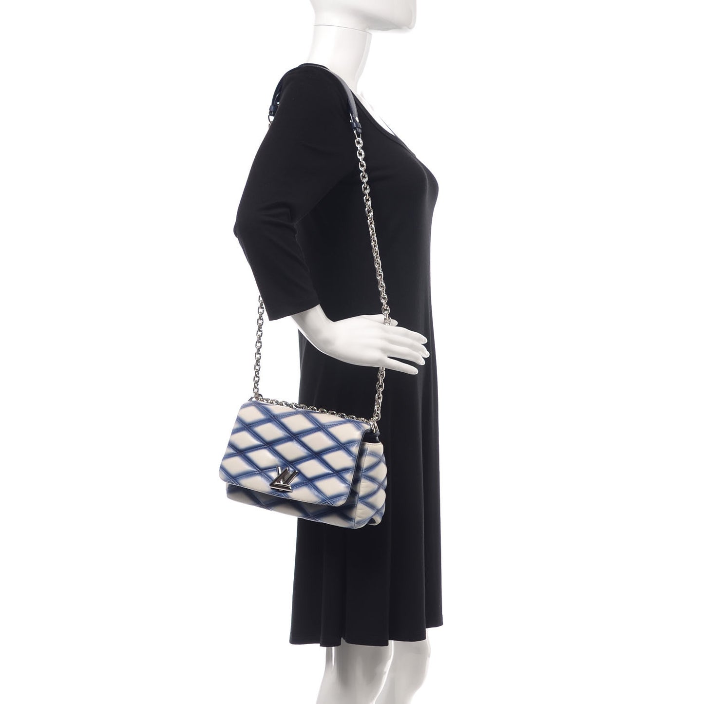 Lambskin Malletage Contraste GO-14 PM Blue